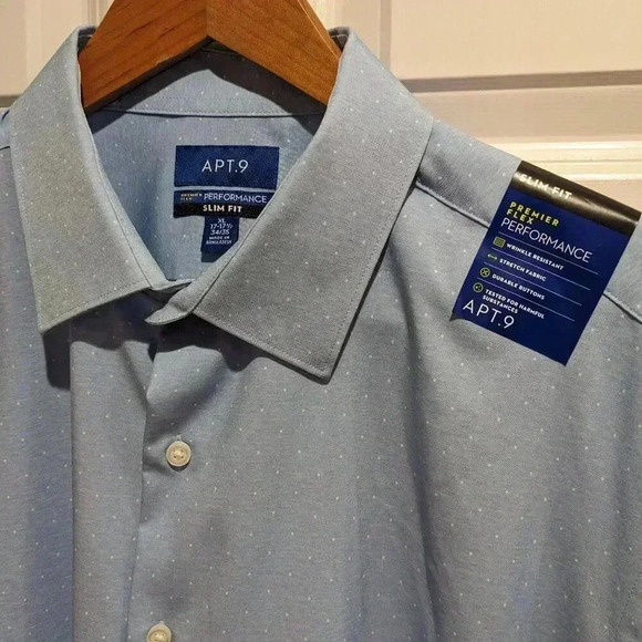 NWT Men's Apt.9 Premier Flex Performance Shirt Light Blue Sz XL - Picture 2 of 10